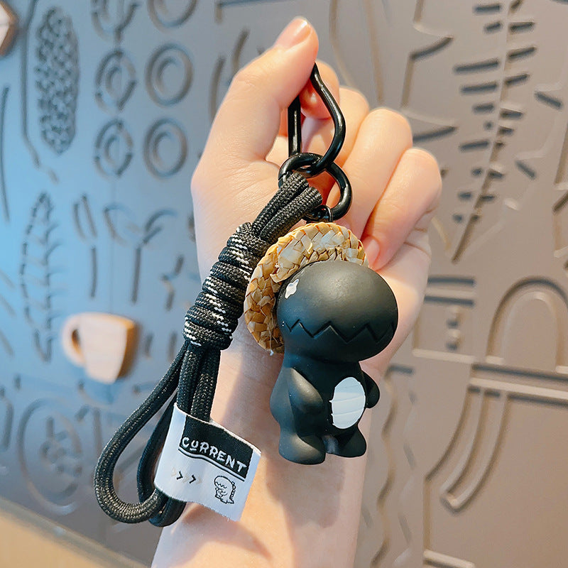 Wholesale Resin Straw Hat Dinosaur Keychain